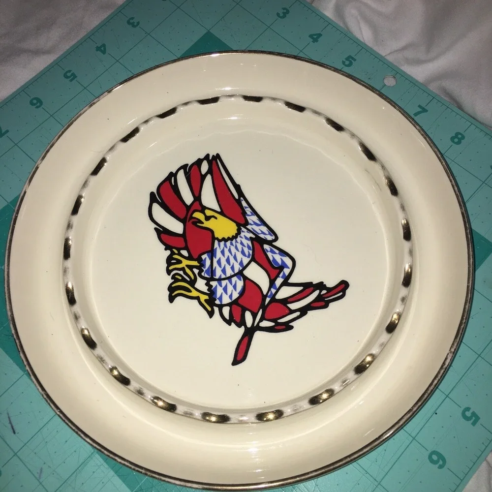 American Eagle, Flag,Patriotic,Americana Ceramic Ashtray Vintage Read Descr